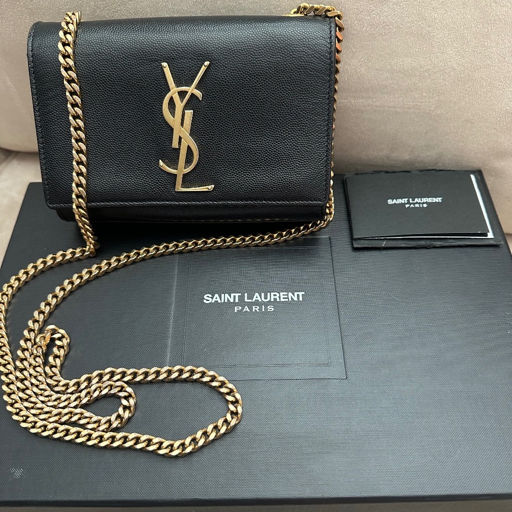 YSL Saint Laurent Kate Classic Crossbody Small Black Caviar Leather/Gold HW